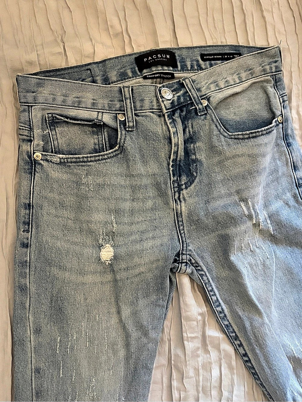 PacSun Light Wash Distressed Stacked Skinny Jeans Size 28x30